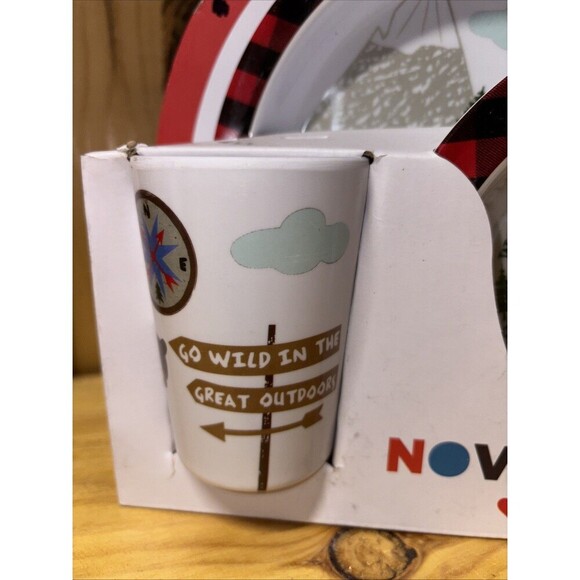 NOVOGRATZ KIDS 3 PIECE MEALTIME SET WILDERNESS EXPLORER CAMPIG CLUB BEAR - Picture 3 of 6